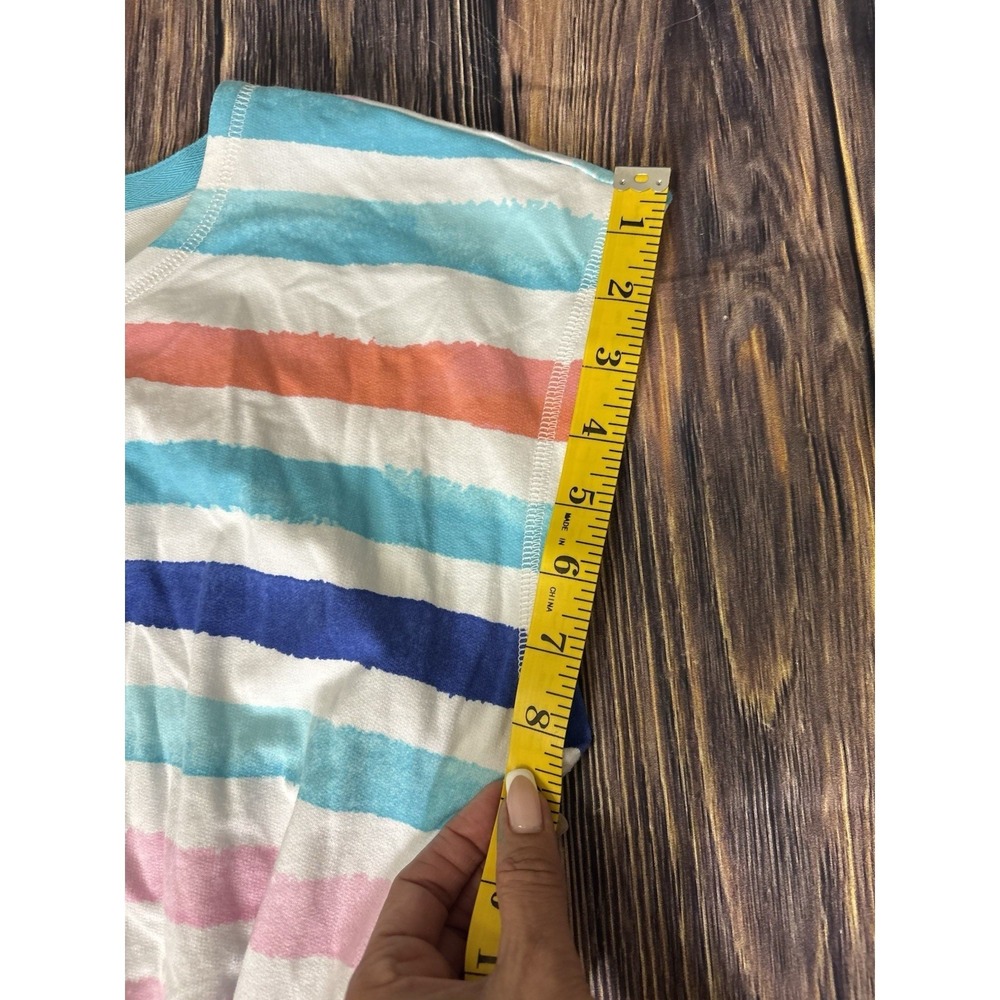 T by Talbots Dress Womens Large Striped Multicolor Midi Belted Casual Summer - Picture 8 of 14